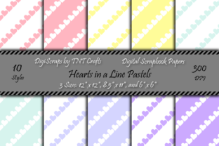 Download Pastel Hearts in a Line Digital Scrapbook Paper Pack - Scrapbook paper pack Collection