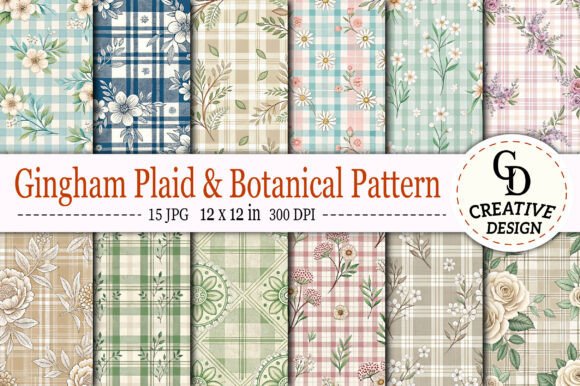 Download Gingham Plaid &amp; Botanical Pattern - Botanical Collection