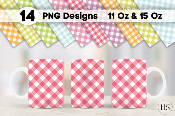 Download 14 Colorful Gingham Mug Sublimation PNG - Sublimation Collection