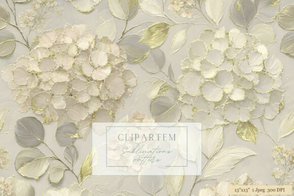 Download Gold Hydrangea Floral Sublimation - Sublimation Collection