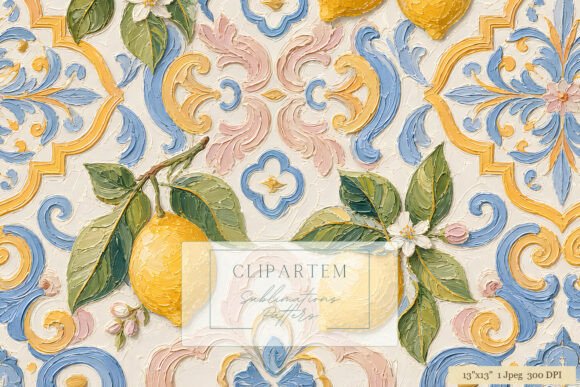 Download Lemon Tile Damask Sublimation Pattern - Sublimation Collection
