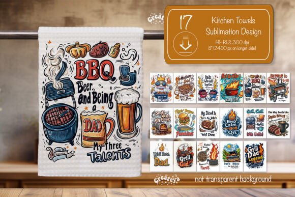 Download BBQ Kitchen Towel Bundle Sublimation Png - Sublimation Collection
