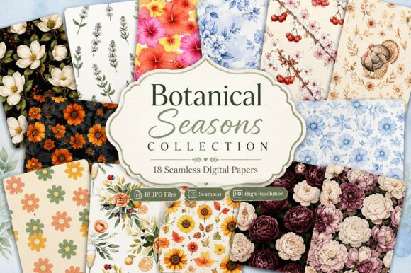 Download Botanical Seasons Seamless Paper - Botanical Collection