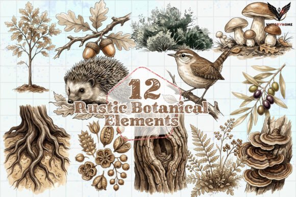 Download Rustic Botanical Elements PNG - Botanical Collection