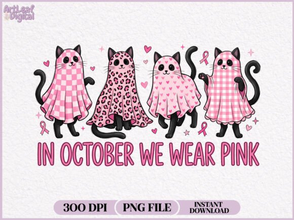 Download In October We Wear Pink Black Cat PNG - October Collection