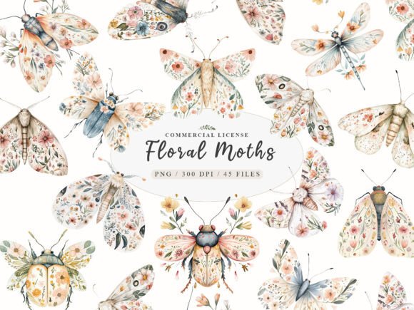Download Watercolor Botanical Floral Luna Moth - Botanical Collection